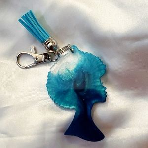 Resin Afro Lady Keychain